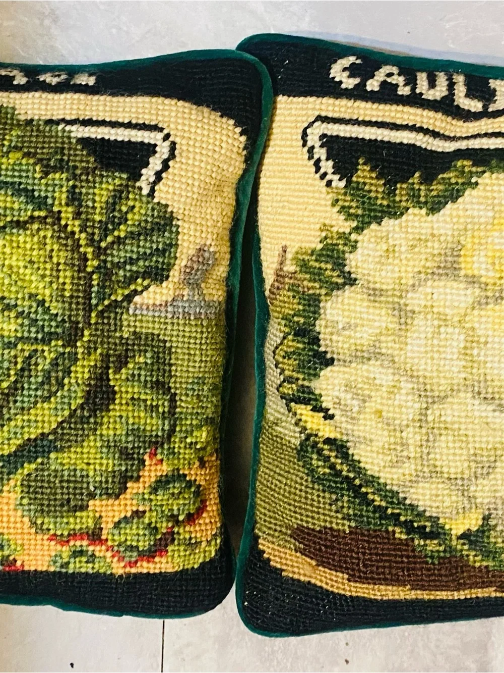 Vintage Emperial Elegance Wool Needlepoint Decorative Pillows Cottagecore